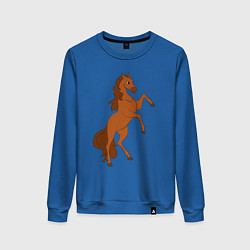Свитшот хлопковый женский Лошадка на задних ногах, цвет: синий