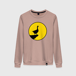 Свитшот хлопковый женский Гусь на уступе, цвет: пыльно-розовый