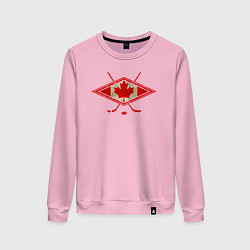 Свитшот хлопковый женский Флаг Канады хоккей, цвет: светло-розовый