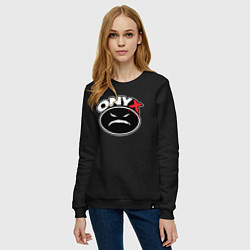 Свитшот хлопковый женский Onyx - black logo, цвет: черный — фото 2