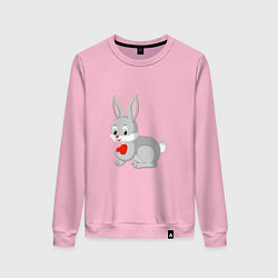 Свитшот хлопковый женский Кролик и сердечко, цвет: светло-розовый