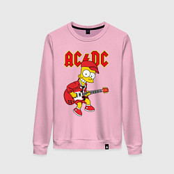 Свитшот хлопковый женский AC DC Барт Симпсон, цвет: светло-розовый