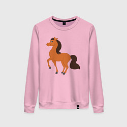 Свитшот хлопковый женский Конь, цвет: светло-розовый