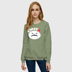 Свитшот хлопковый женский Onyx logo white, цвет: авокадо — фото 2