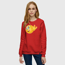 Свитшот хлопковый женский Эмодзи - ОК, цвет: красный — фото 2