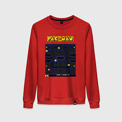 Свитшот хлопковый женский Pac-Man на ZX-Spectrum, цвет: красный