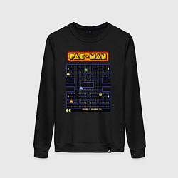 Свитшот хлопковый женский Pac-Man на ZX-Spectrum, цвет: черный