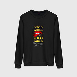 Свитшот хлопковый женский Good girls are bad girls quote, цвет: черный