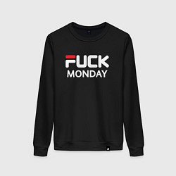 Свитшот хлопковый женский Fuck monday, fila, anti-brand, цвет: черный