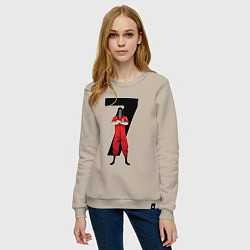 Свитшот хлопковый женский Slipknot Семерка, цвет: миндальный — фото 2