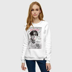Свитшот хлопковый женский Lee Know Stray Kids, цвет: белый — фото 2