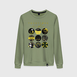 Свитшот хлопковый женский Twenty One Pilots коллаж, цвет: авокадо