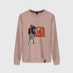 Свитшот хлопковый женский Snatch: D'ya Like Dags, цвет: пыльно-розовый
