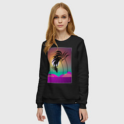 Свитшот хлопковый женский Palms space purple, цвет: черный — фото 2