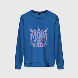 Свитшот хлопковый женский Мама - моя королева, цвет: синий