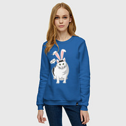 Свитшот хлопковый женский Кролик Бендер - 2023, цвет: синий — фото 2