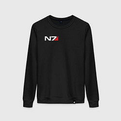 Свитшот хлопковый женский Логотип N7, цвет: черный
