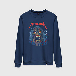 Свитшот хлопковый женский Metallica skull, цвет: тёмно-синий