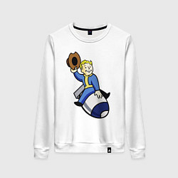 Свитшот хлопковый женский Vault boy - bomb rider, цвет: белый