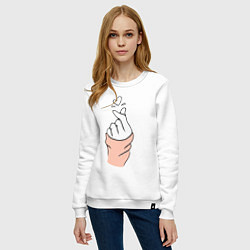 Свитшот хлопковый женский Hand click, цвет: белый — фото 2