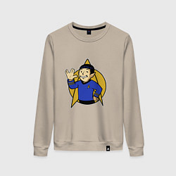 Свитшот хлопковый женский Spoke - vault boy, цвет: миндальный
