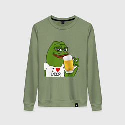 Свитшот хлопковый женский Drink Pepe, цвет: авокадо