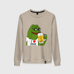 Свитшот хлопковый женский Drink Pepe, цвет: миндальный