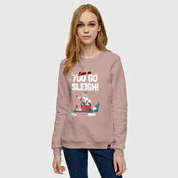 Свитшот хлопковый женский Come on you go sleigh, цвет: пыльно-розовый — фото 2