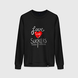 Свитшот хлопковый женский Love is for suckers, цвет: черный