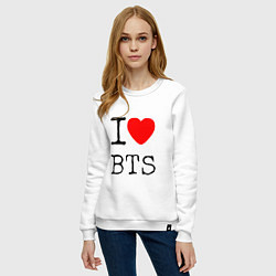 Свитшот хлопковый женский I love BTS, цвет: белый — фото 2