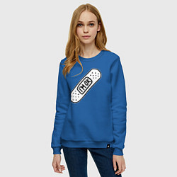 Свитшот хлопковый женский Im ok - пластырь, цвет: синий — фото 2