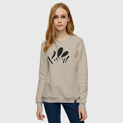 Свитшот хлопковый женский Надпись Rabbit, цвет: миндальный — фото 2