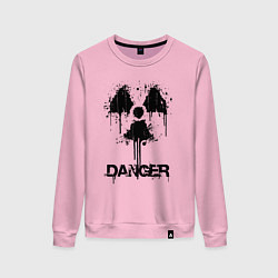 Свитшот хлопковый женский Danger radiation symbol, цвет: светло-розовый