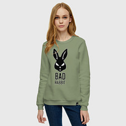 Свитшот хлопковый женский Bad rabbit, цвет: авокадо — фото 2