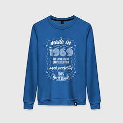 Свитшот хлопковый женский Made in 1969 retro old school, цвет: синий