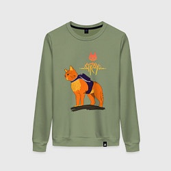 Свитшот хлопковый женский Stray - cat logo, цвет: авокадо