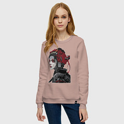 Свитшот хлопковый женский Sad samurai, цвет: пыльно-розовый — фото 2