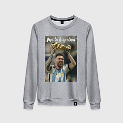 Свитшот хлопковый женский Lionel Messi - world champion - Argentina, цвет: меланж