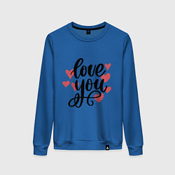 Свитшот хлопковый женский Love U, цвет: синий