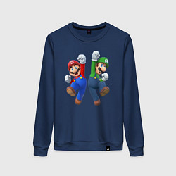 Свитшот хлопковый женский Марио и Луиджи, цвет: тёмно-синий
