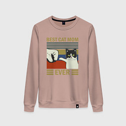 Свитшот хлопковый женский Лучшая мама котика на свете, цвет: пыльно-розовый