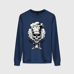 Свитшот хлопковый женский The cooks skull, цвет: тёмно-синий