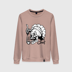 Свитшот хлопковый женский Chef skull, цвет: пыльно-розовый
