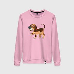 Свитшот хлопковый женский Мультяшный смешной пёс, цвет: светло-розовый