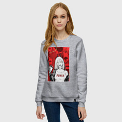 Свитшот хлопковый женский Человек с бензопилой - Пауэр, цвет: меланж — фото 2