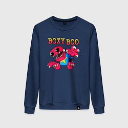 Свитшот хлопковый женский Project Playtime Boxy Boo, цвет: тёмно-синий