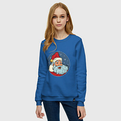 Свитшот хлопковый женский Дед Мороз весельчак, цвет: синий — фото 2