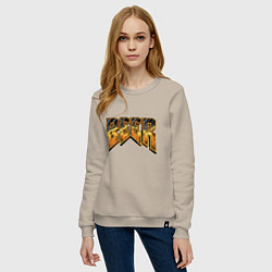 Свитшот хлопковый женский Beer doom, цвет: миндальный — фото 2