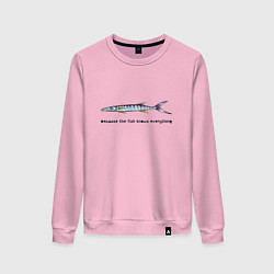 Свитшот хлопковый женский Рыба всё знает, цвет: светло-розовый