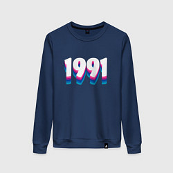 Свитшот хлопковый женский Made in 1991 vintage art, цвет: тёмно-синий